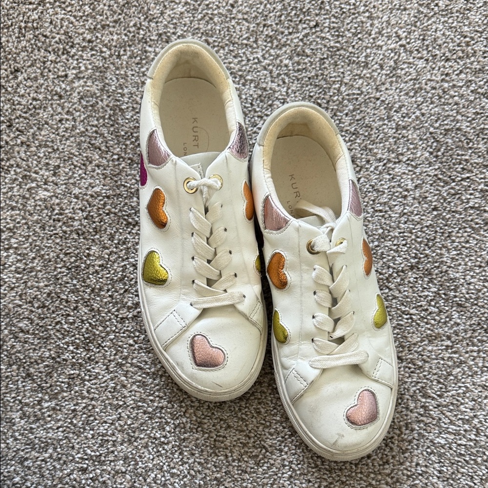 Kurt Geiger White Sneakers with Multicolor Heart Details